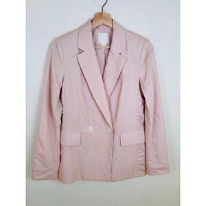 H&M Pink Linen Blend Blazer Double Breasted Business Casual Jacket‎ XXS
